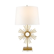 Bowery Hill Metal Buffet Lamp with White Linen Shade in Gold Leaf
