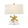 Bowery Hill Transitional Metal Table Lamp with White Linen Shade in Gold