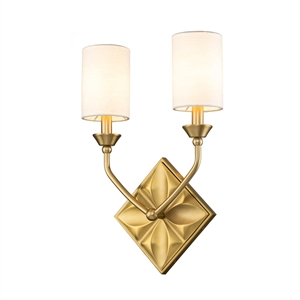 Bowery Hill 2-Light Transitional Metal Wall Sconce in Aged Brass