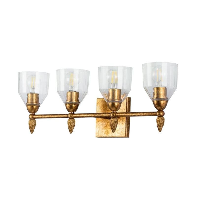 Bowery Hill 4-Light Traditional Metal Bath Bar in Gold and Clear