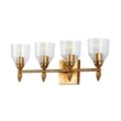 Bowery Hill 4-Light Traditional Metal Bath Bar in Gold and Clear