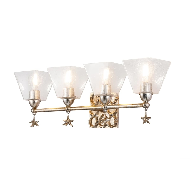 Bowery Hill 4-Light Modern Transitional Metal Bath Bar in Silver
