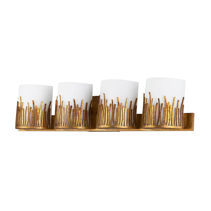 Bowery Hill 4-Light Modern Transitional Metal Bath Bar in Gold