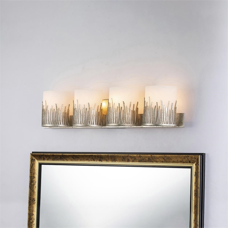 Bowery Hill 4-Light Modern Transitional Metal Bath Bar in Silver