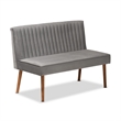 Bowery Hill Gray Velvet and Brown Wood 2-Piece Dining Nook Set