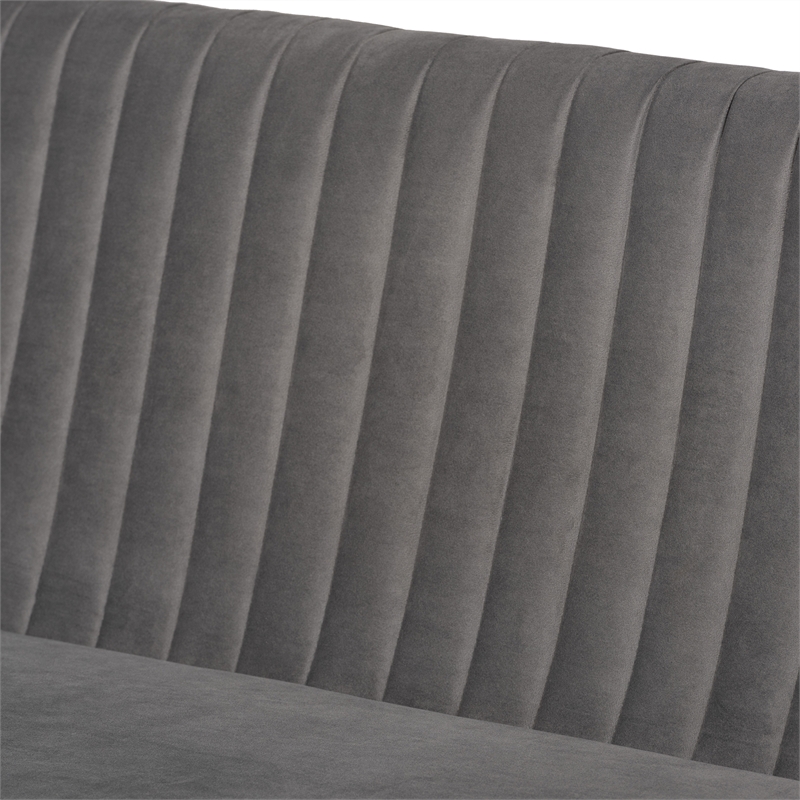 Bowery Hill Gray Velvet and Brown Wood 2-Piece Dining Nook Set