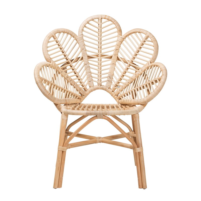 Bowery Hill Modern Bohemian Natural Brown Rattan Flower Chair