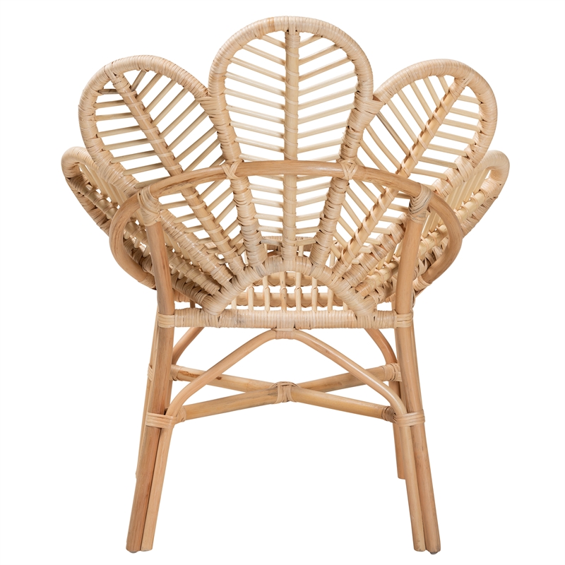 Bowery Hill Modern Bohemian Natural Brown Rattan Flower Chair