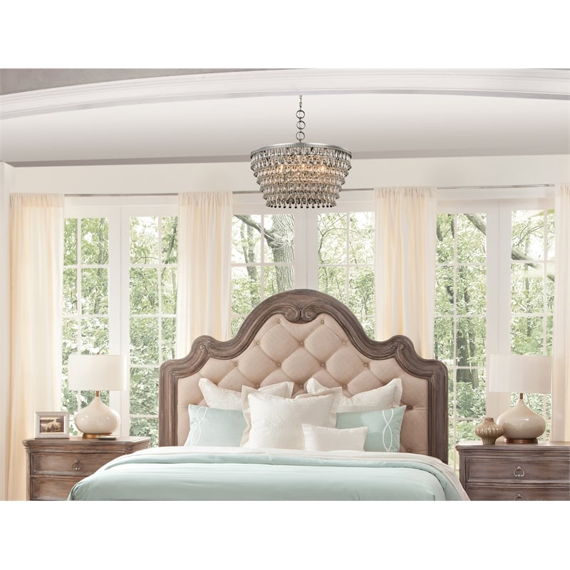 Bowery Hill Set of 3 - Gray Queen Tufted Upholstered Headboard & 2 Nightstands