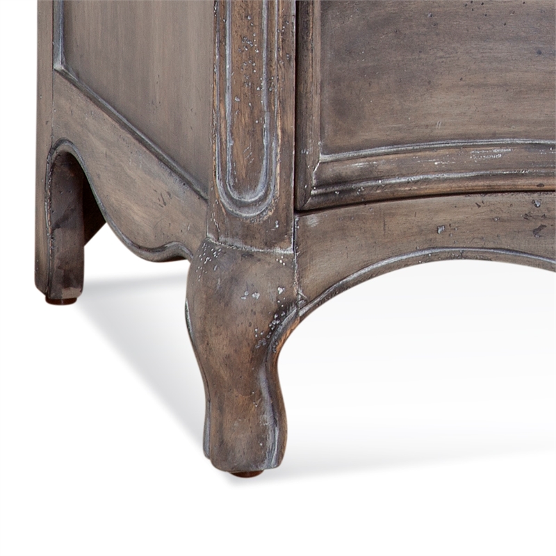 Bowery Hill Set of 2 Gray Queen Tufted Upholstered Wood Headboard & Nightstand