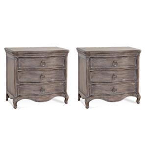 Bowery Hill Set of 2 Antique Gray Wood 3-Drawers Nightstands