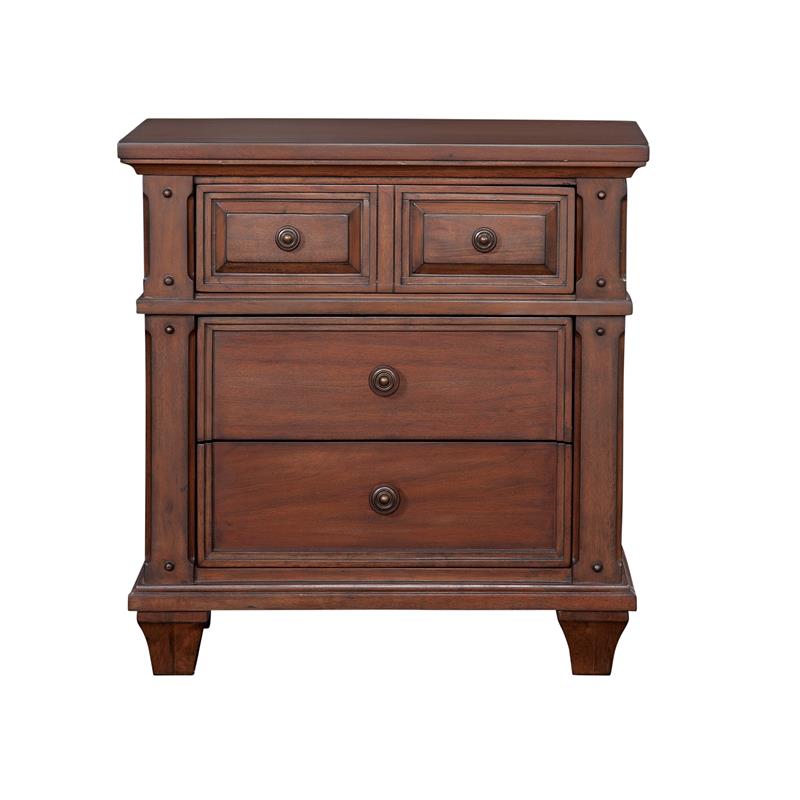 Bowery Hill Set of 2 Cherry Finished Wood 3-Drawers Nightstands
