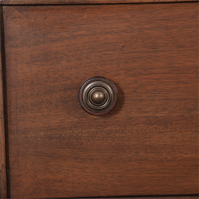 Bowery Hill Set of 2 Cherry Finished Wood 3-Drawers Nightstands