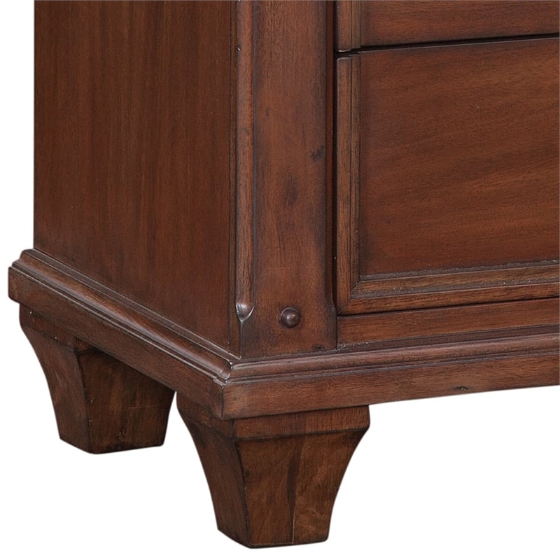 Bowery Hill Set of 2 Cherry Finished Wood 3-Drawers Nightstands