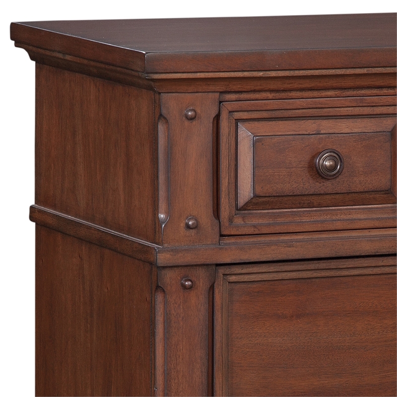 Bowery Hill Set of 2 Cherry Finished Wood 3-Drawers Nightstands