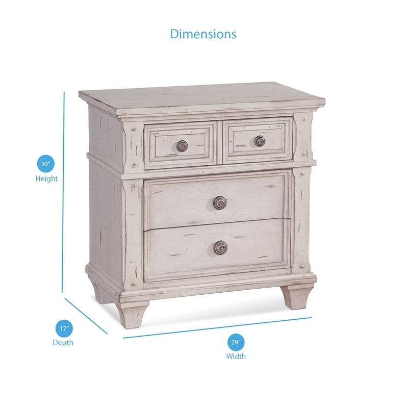 Bowery Hill Set of 3 - White Wood Two 3-Drawers Nightstands & 5-Drawers Chest