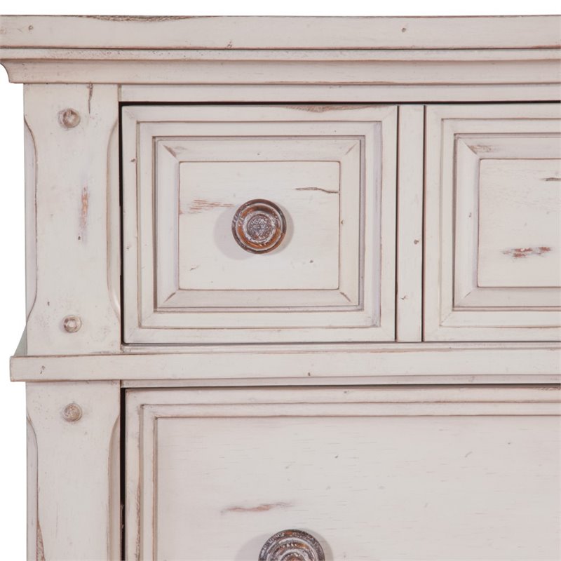 Bowery Hill Set of 3 - White Wood Two 3-Drawers Nightstands & 5-Drawers Chest