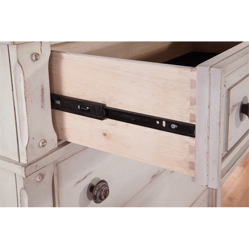 Bowery Hill Set of 3 - White Wood Two 3-Drawers Nightstands & 9-Drawers Dresser