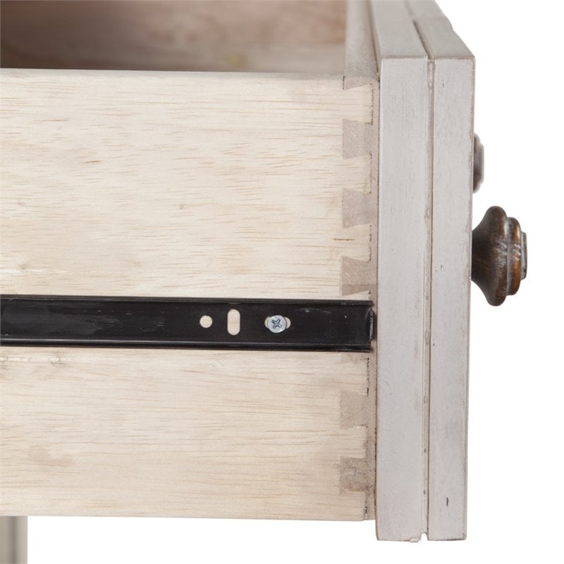 Bowery Hill Set of 2 Antique White Wood 3-Drawers Nightstand & 5-Drawers Chest