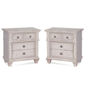 Bowery Hill Set of 2 Antique White Wood 3-Drawers Nightstands