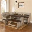 Bowery Hill 4 Piece Breakfast Nook Set with Faux Leather Blue Cushion Set