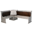 Bowery Hill 4 Piece Breakfast Nook Set with Faux Leather Blue Cushion Set
