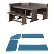 Bowery Hill 4 Piece Breakfast Nook Set with Faux Leather Blue Cushion Set