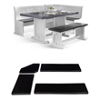 Bowery Hill 4 Piece Breakfast Nook Set with Faux Leather Black Cushion Set