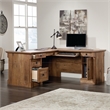 Bowery Hill Set of 2 Wood L-Shaped Computer Desk & Lateral Filing Cabinet in Oak