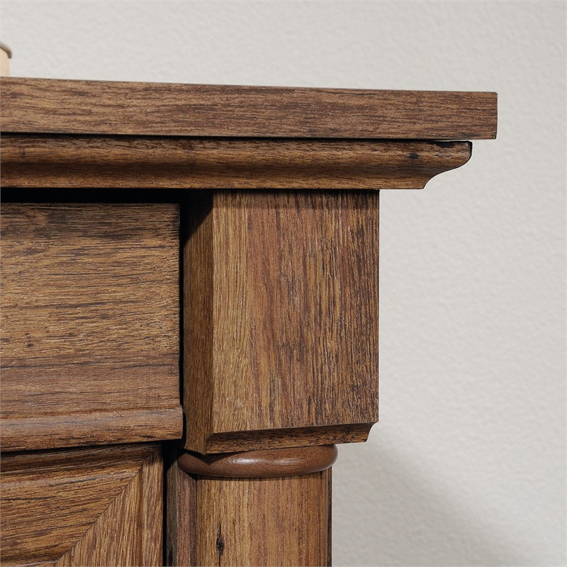 Bowery Hill Set of 2 Wood L-Shaped Computer Desk & Lateral Filing Cabinet in Oak