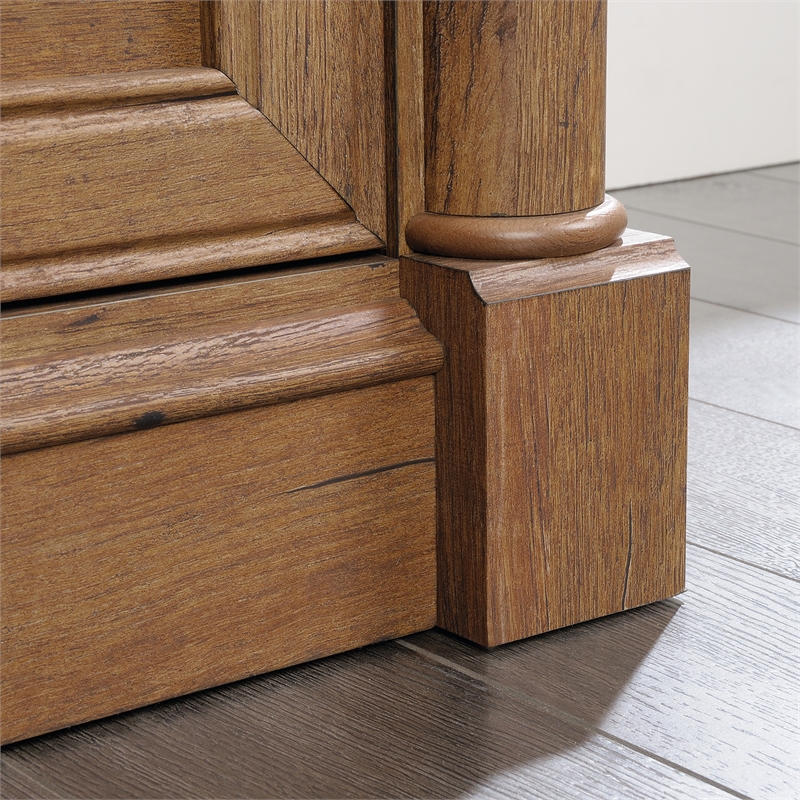 Bowery Hill Set of 2 Wood L-Shaped Computer Desk & Lateral Filing Cabinet in Oak