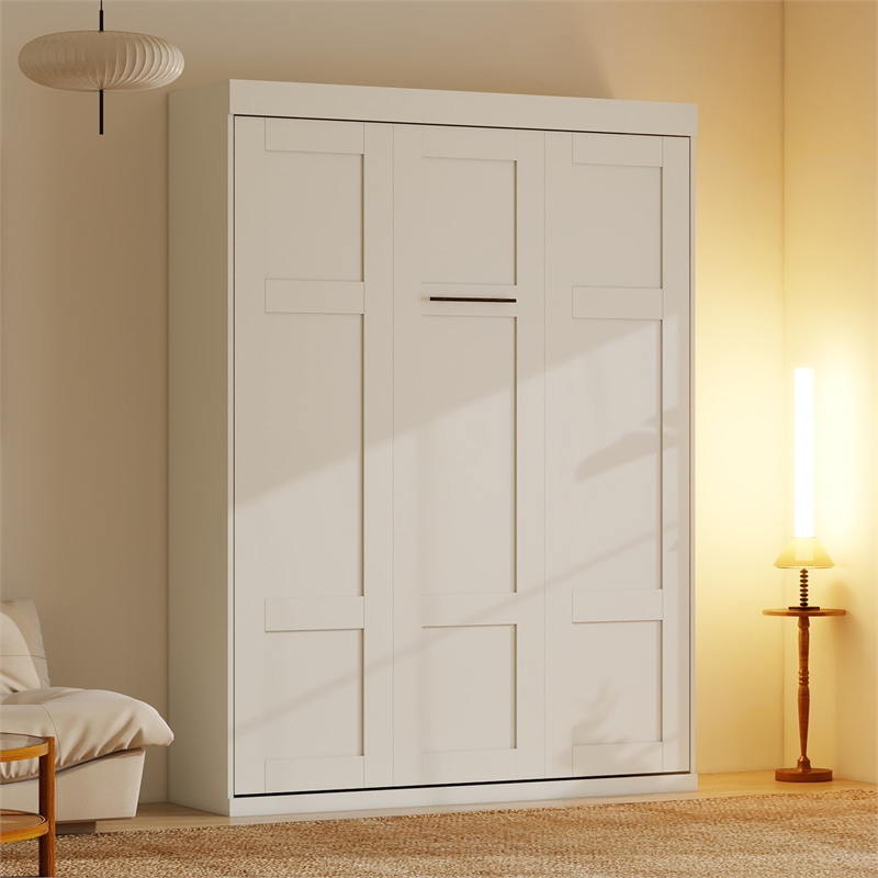 Bowery Hill Modern 65-inch Queen Murphy Bed Sturdy in White