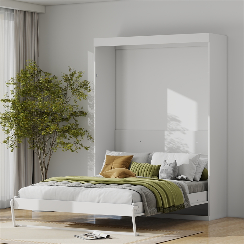 Bowery Hill Modern Queen Murphy Bed 65-inch Space-Saving in White