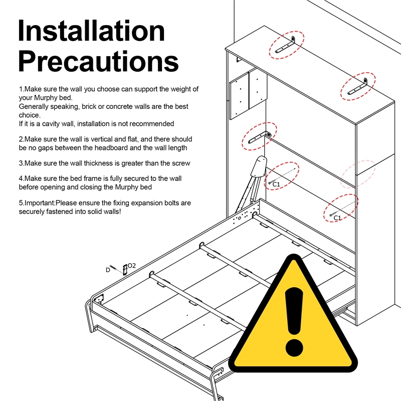 Bowery Hill Modern Queen Murphy Bed 65-inch Space-Saving in White