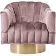 Bowery Hill Contemporary Upholstered Pink Velvet Swivel Accent Chair