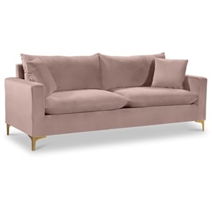 Bowery Hill Contemporary Upholstered Durable Velvet Sofa in Pink