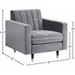 Bowery Hill Contemporary Upholstered Velvet Accent Chair in Gray