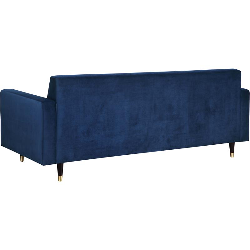 Bowery Hill Contemporary Upholstered Durable Velvet Sofa in Navy