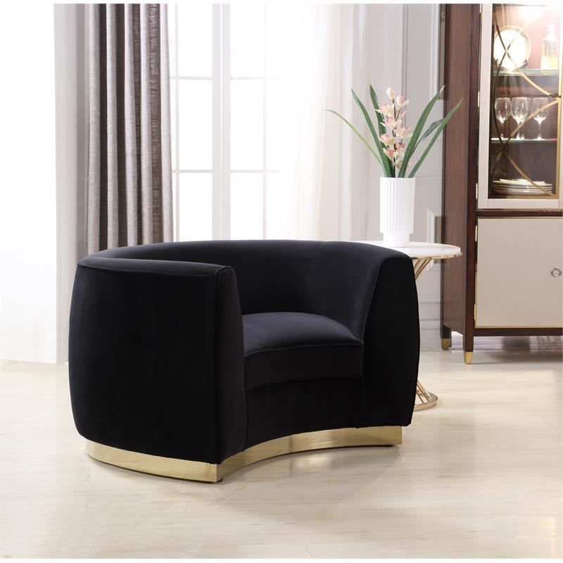 Bowery Hill Contemporary Upholstered Velvet Accent Chair in Black and Gold