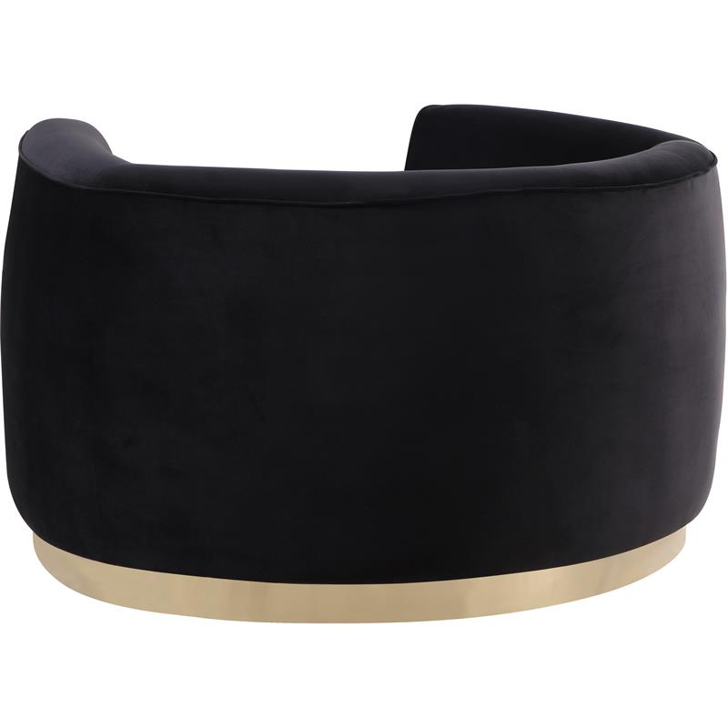 Bowery Hill Contemporary Upholstered Velvet Accent Chair in Black and Gold