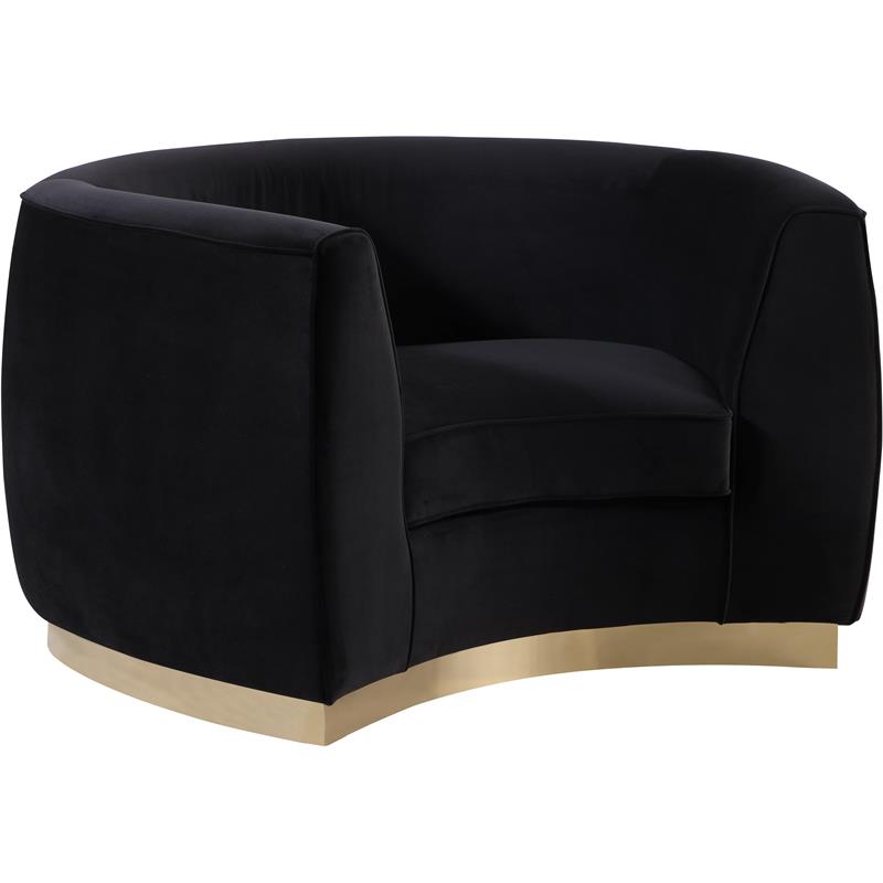 Bowery Hill Contemporary Upholstered Velvet Accent Chair in Black and Gold