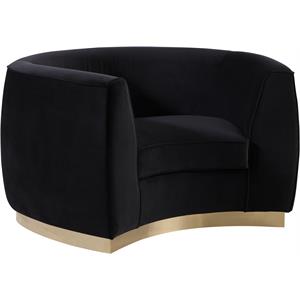Bowery Hill Contemporary Upholstered Velvet Accent Chair in Black and Gold