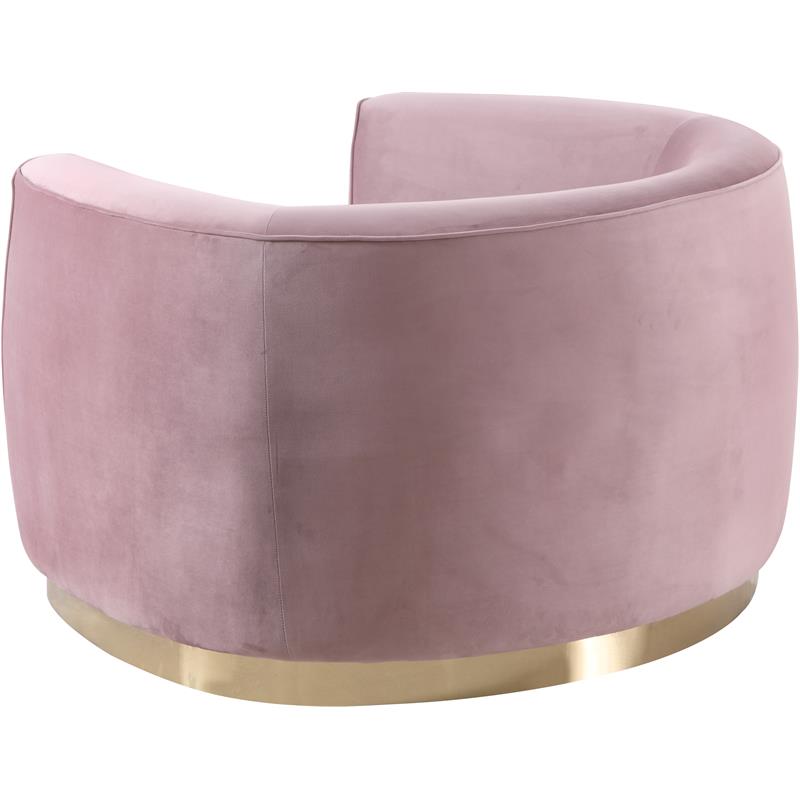 Bowery Hill Contemporary Upholstered Velvet Accent Chair in Pink and Gold