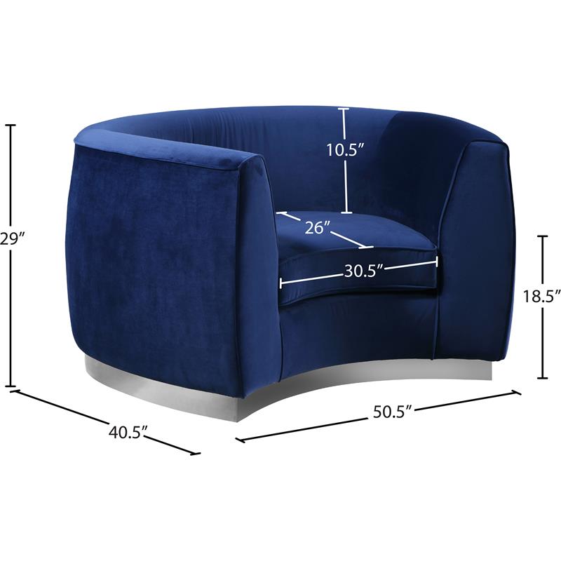 Bowery Hill Upholstered Navy Velvet Chair with Sturdy Stainless Steel Base
