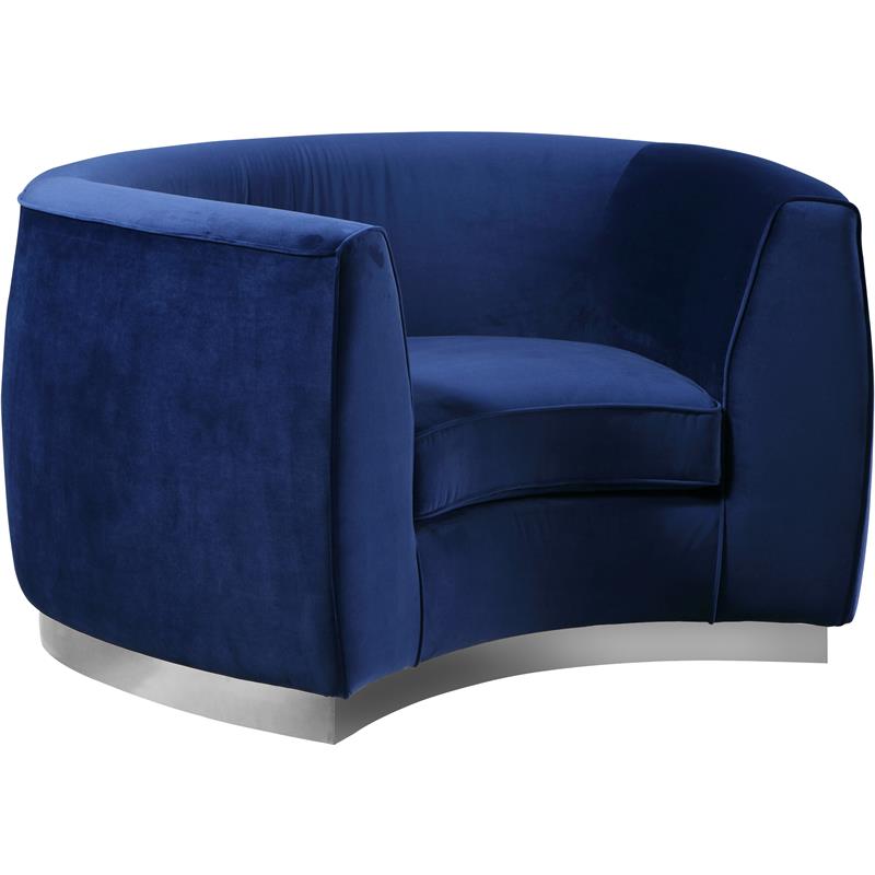 Bowery Hill Upholstered Navy Velvet Chair with Sturdy Stainless Steel Base
