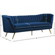 Bowery Hill Contemporary Upholstered Navy Durable Velvet Sofa