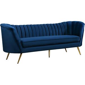 Bowery Hill Contemporary Upholstered Navy Durable Velvet Sofa