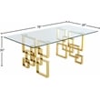 Bowery Hill Contemporary Glass Top Stainless Steel Dining Table in Gold