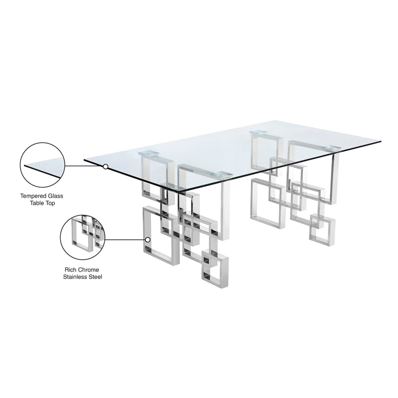 Bowery Hill Contemporary Glass and Metal Dining Table in Chrome