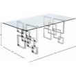 Bowery Hill Contemporary Glass and Metal Dining Table in Chrome